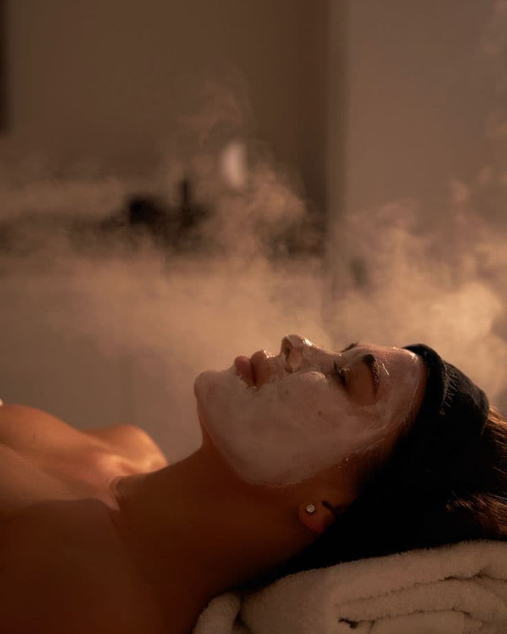 A woman undergoing hydrafacial treament