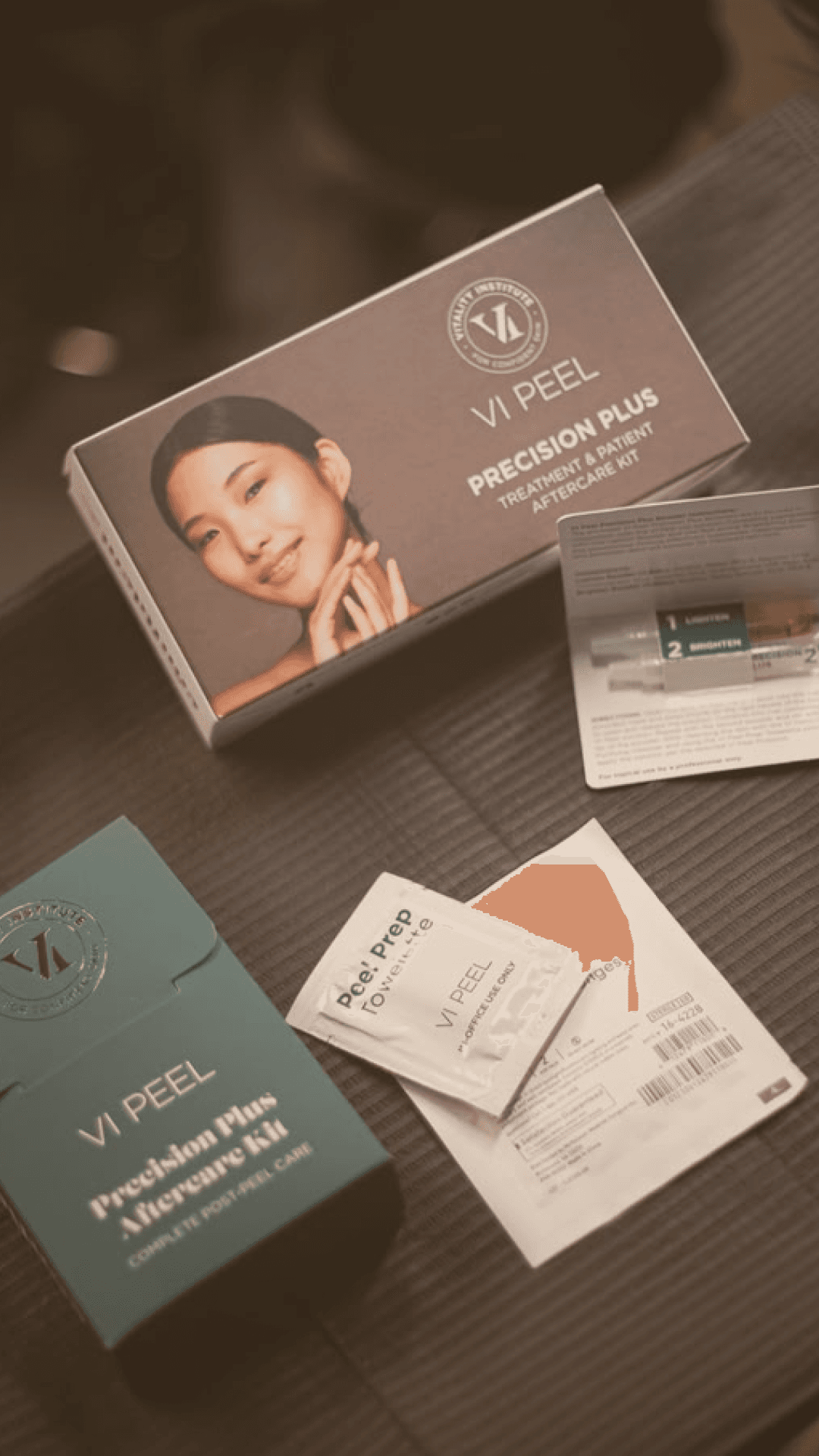 A woman receiving chemical peel treatment